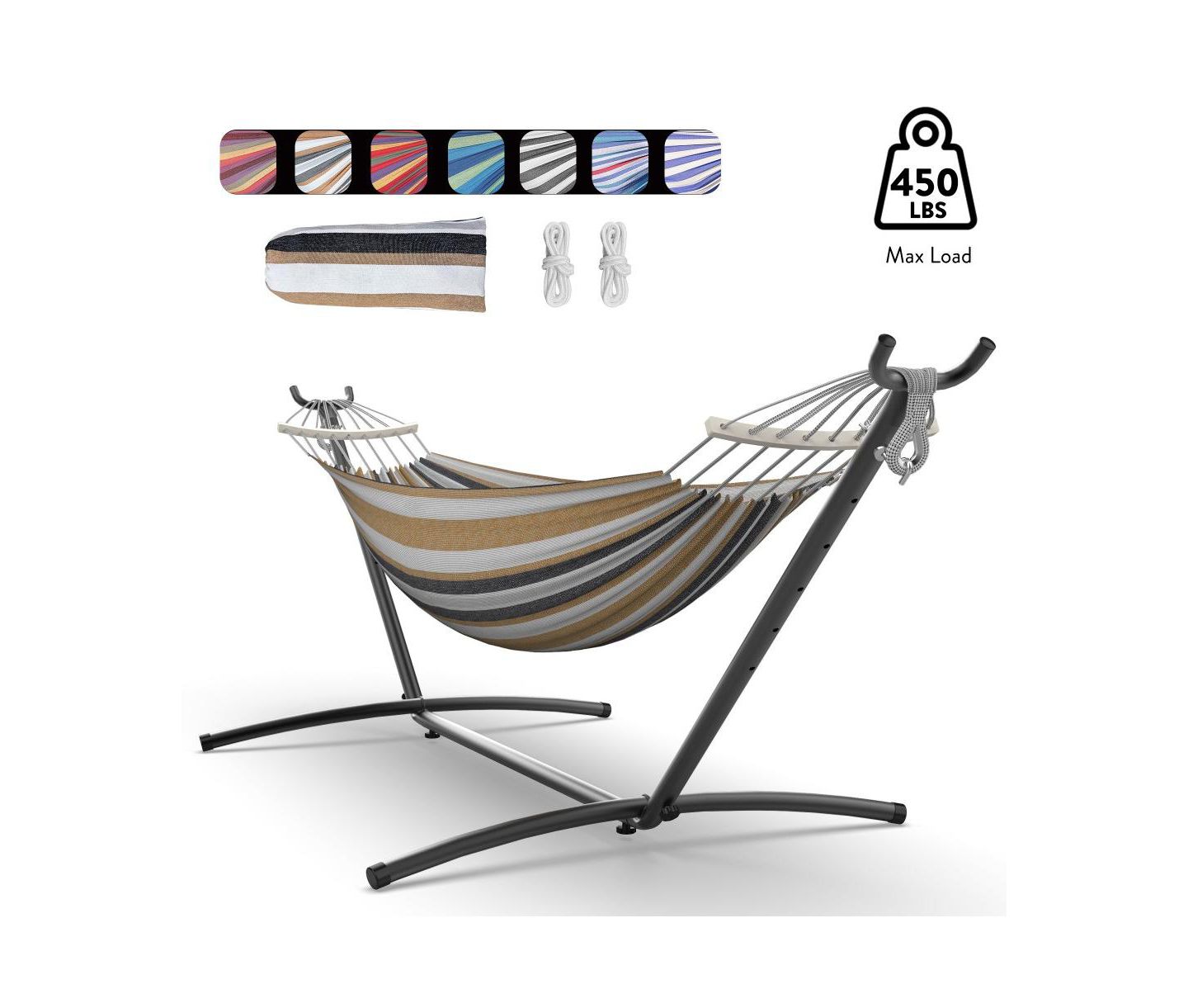Детская игрушка Gyroor Heavy-Duty Steel Stand Double Hammock: Portable, Easy Assembly, 600lbs Capacity – Fit for Indoor/Yard/Camping/Outdoor — фото 1