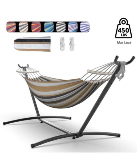 Детская игрушка Gyroor Heavy-Duty Steel Stand Double Hammock: Portable, Easy Assembly, 600lbs Capacity – Fit for Indoor/Yard/Camping/Outdoor