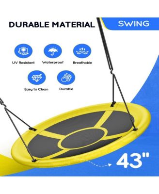 43" Saucer Swing (Kids & Adults): 700lbs Capacity, Waterproof, Adjustable Hanging Straps – Backyard/Indoor/Outdoor.