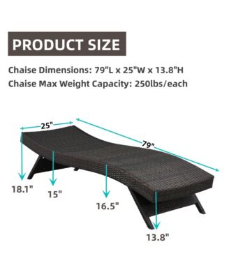 Outdoor Wicker Chaise Lounges (Set of 2), 79 inch, Dark Brown - Chic Crate