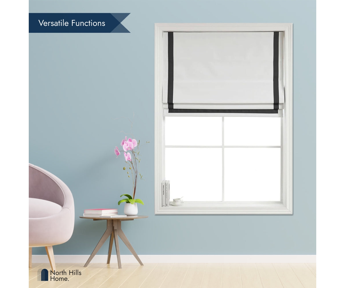 Shadisfy Cordless Pull Down 100% Blackout Roman Shade with Ribbon Border 39"x64"