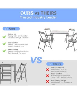 Kids 5 Piece Folding Table And Chair Set - Kids Activity Table Set