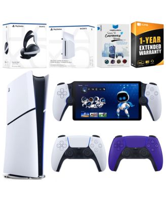 PlayStation 5 Slim Digital Bundle with Disc Drive, Extra Controller, Pulse Elite Headset, PlayStation Portal, MightySkins Voucher and 1 Year Ext