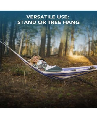 Heavy-Duty Steel Stand Double Hammock: Portable, Easy Assembly, 600lbs Capacity – Fit for Indoor/Yard/Camping/Outdoor