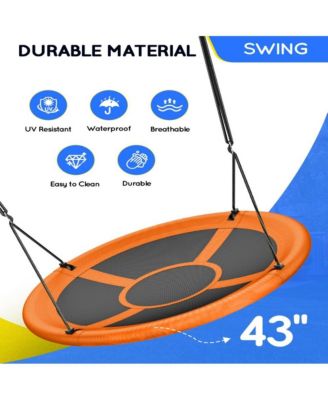 43" Saucer Swing (Kids & Adults): 700lbs Capacity, Waterproof, Adjustable Hanging Straps – Backyard/Indoor/Outdoor.