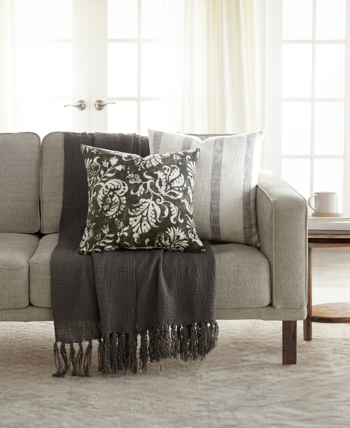 Ienjoy Home Yarn-dyed Pattern 2-pack Decor Pillows, 20" X 20" In Gray