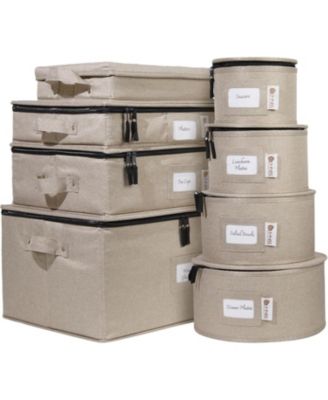 Hard Shell 8-Piece Set Moving Boxes for Dinnerware Service for 12 China Storage Containers