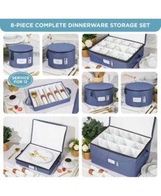 Hard Shell 8-Piece Set Moving Boxes for Dinnerware Service for 12 China Storage Containers