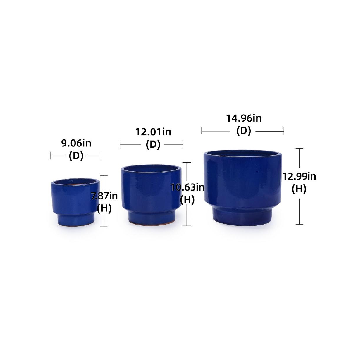 Chic Crate Modern Ceramic Planter Pots Set of 3 Versatile Indoor/Outdoor Flowerpots with Drainage Holes