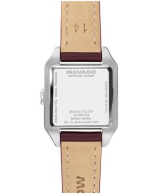 Women's 1917 Swiss Quartz Cherry Leather Watch, 25 x 34.1mm