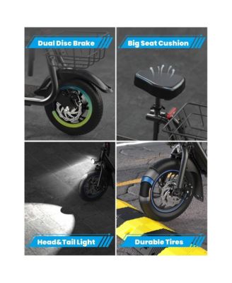 Adults  Electric Scooter: Foldable, 550W Motor (18.6 MPH/20 Miles), Large Middle Basket & Seat – Perfect for Pets & Cargo