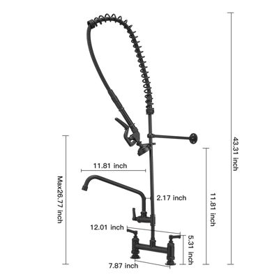 Commercial Restaurant Pull Down 2-Handle Wall Mount Pre-Rinse Spray Utility Kitchen Faucet