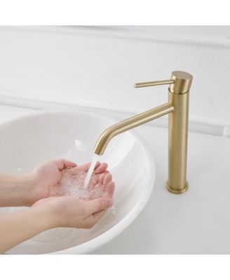 Modern Single Hole Single Handle Vessel Bathroom Vanity Sink Faucet With Pop Up Drain Without Overflow