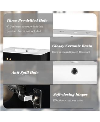 Bathroom Vanity Ceramic Sink - Black