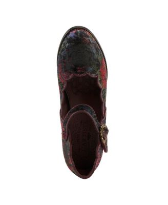 Women's Adodora-Prit Baroque Mary Janes with Velvet and Leather Upper, Scalloped Edges, Antique Buckle, Cushioned Insole, and Sculpted Heel