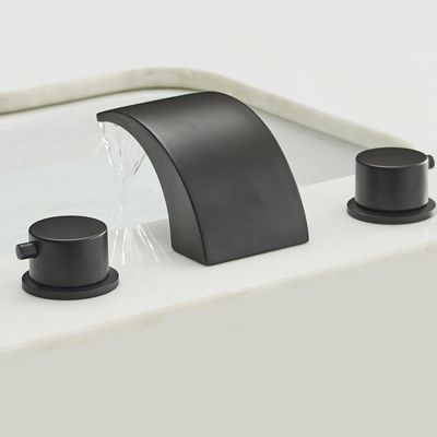 8 in. Widespread 2-Handle Bathroom Faucet With Led Light And Pop Up Drain in Matte Black