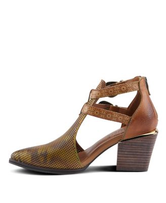 L Artiste Women s DARETOBE Leather Shooties with Pointed Toe, Laser Cutouts, Adjustable Straps and Back Zipper