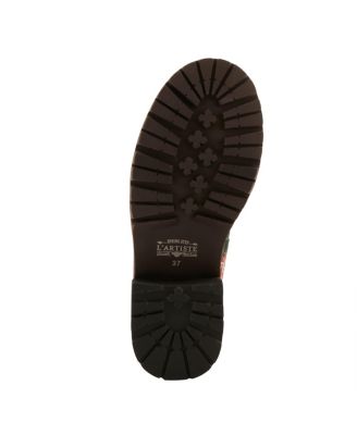 L Artiste Women s CORDEA Embroidered Leather Boot with Lug Sole and Rainbow Stitching