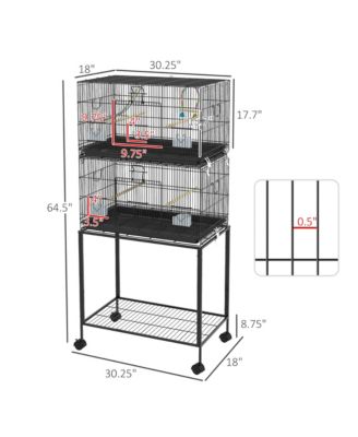 Double Stackable Bird Cage on Wheels w/ Sd for Canaries