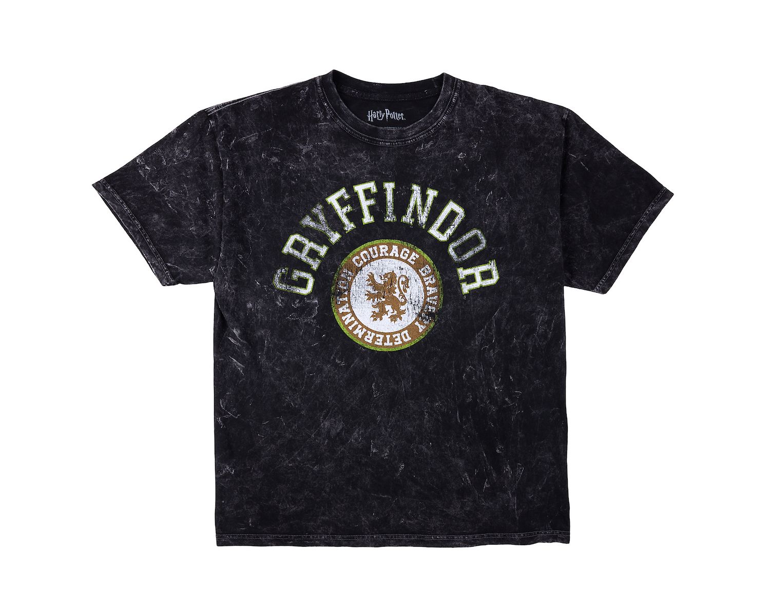 Men's Gryffindor Varsity Blue Vintage Mineral Wash Crew Neck Short Sleeve T-shirt
