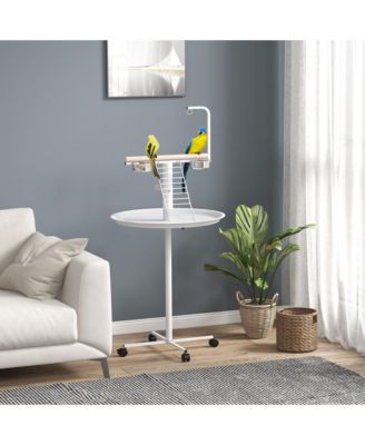 Bird Sd with Wheels, Perches, Feed Bowls, Round Tray for Parrot