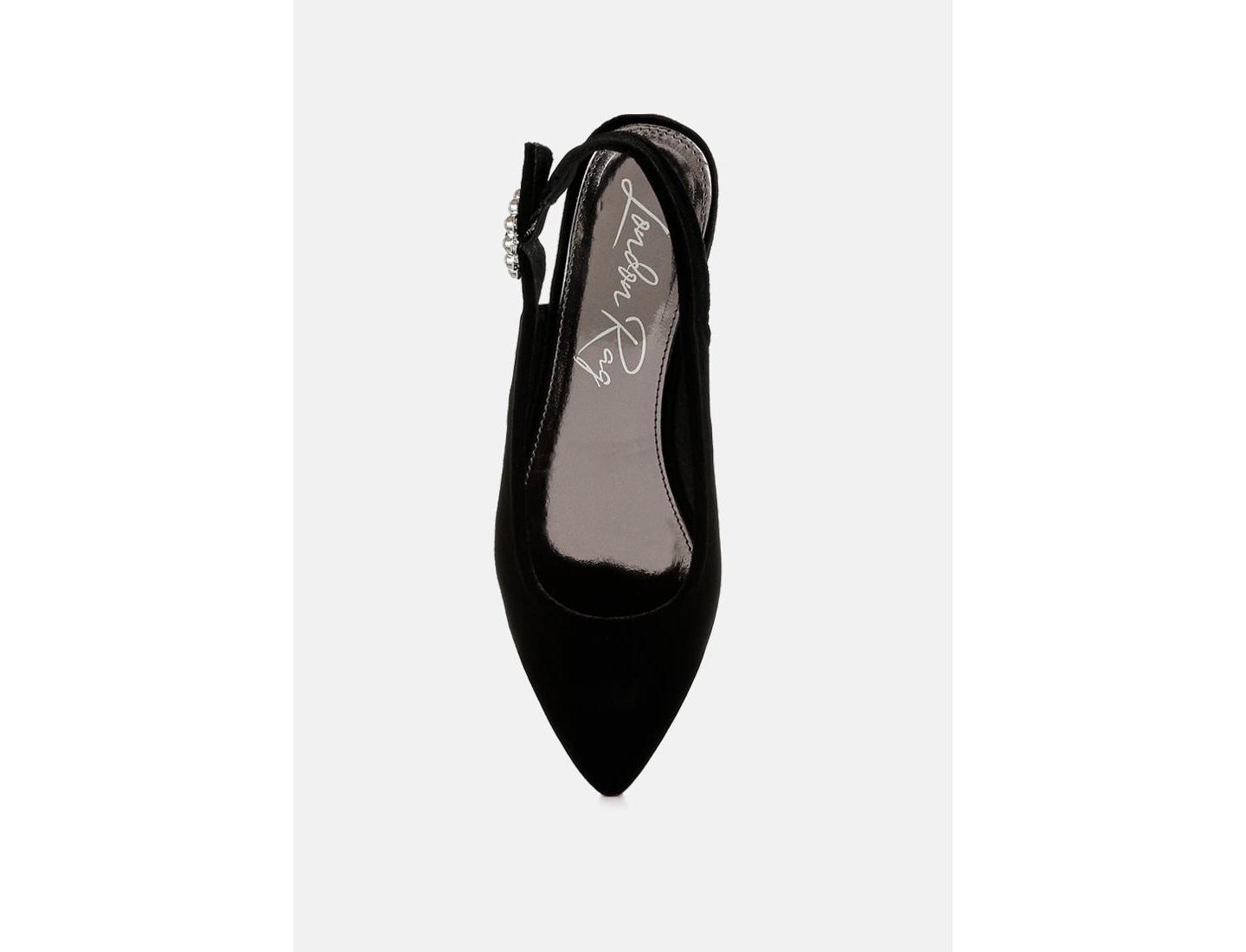 Женские сандалии London Rag Dolan Velvet Slingback Flats, цвет: Чёрный бархатный — фото 4