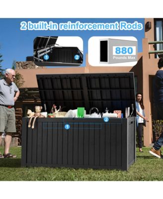 - StormArmor 180Gal LockPro Deck Box - Hurricane-Proof HDPE Resin w/ QuadLock & UV360 Shield - Mega Outdoor Storage