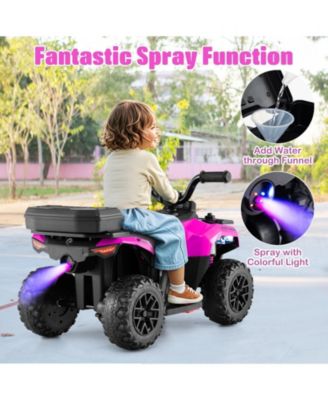 6V Kids Ride On ATV w/ Music & Spray Function USB Port Storage Box Toy Car