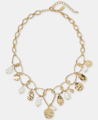 Style & Co - Disc & Imitation Pearl Statement Necklace, 18" + 3" extender