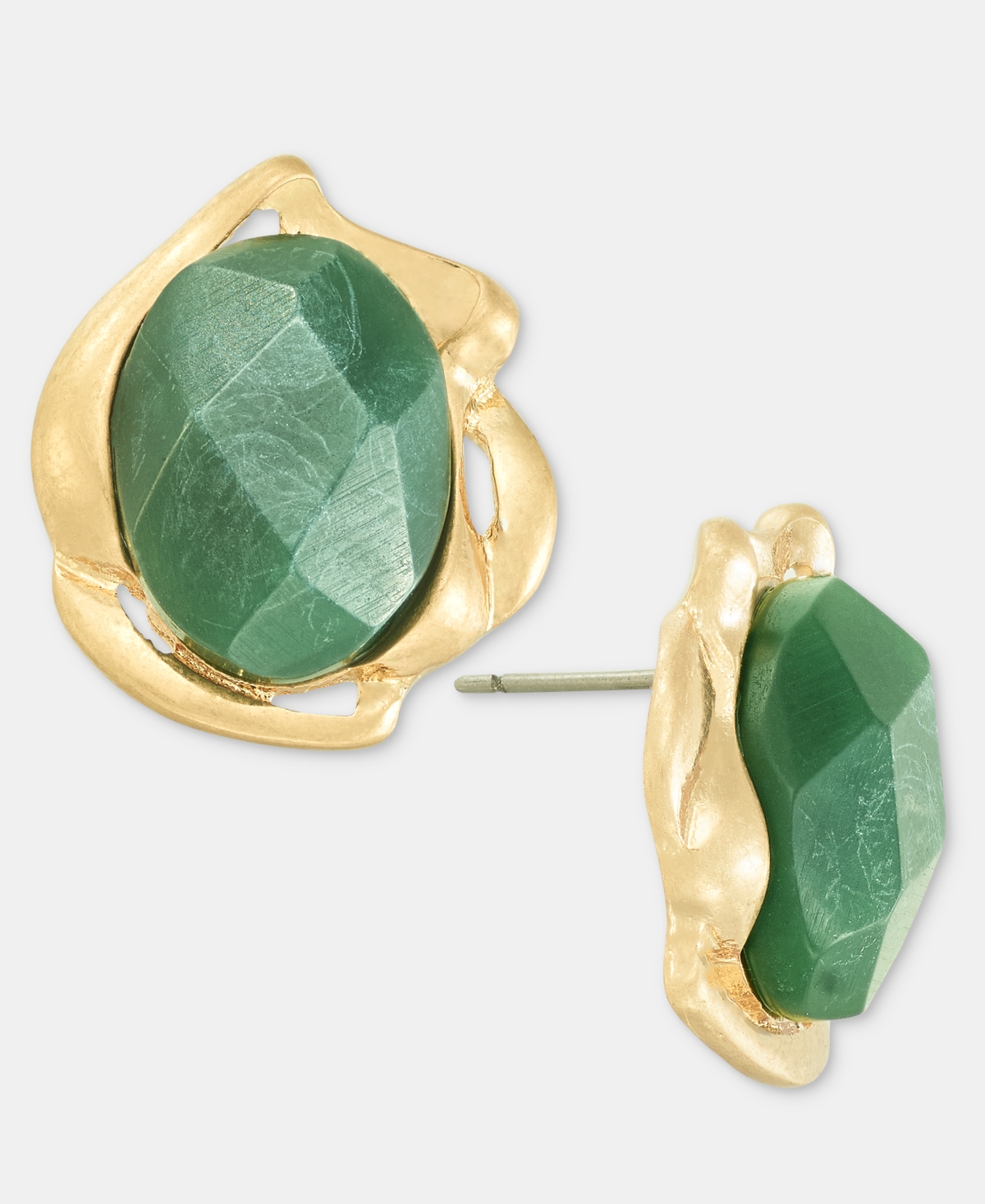 Style & Co Framed Stone Stud Earrings, Macy's Exclusive In Green