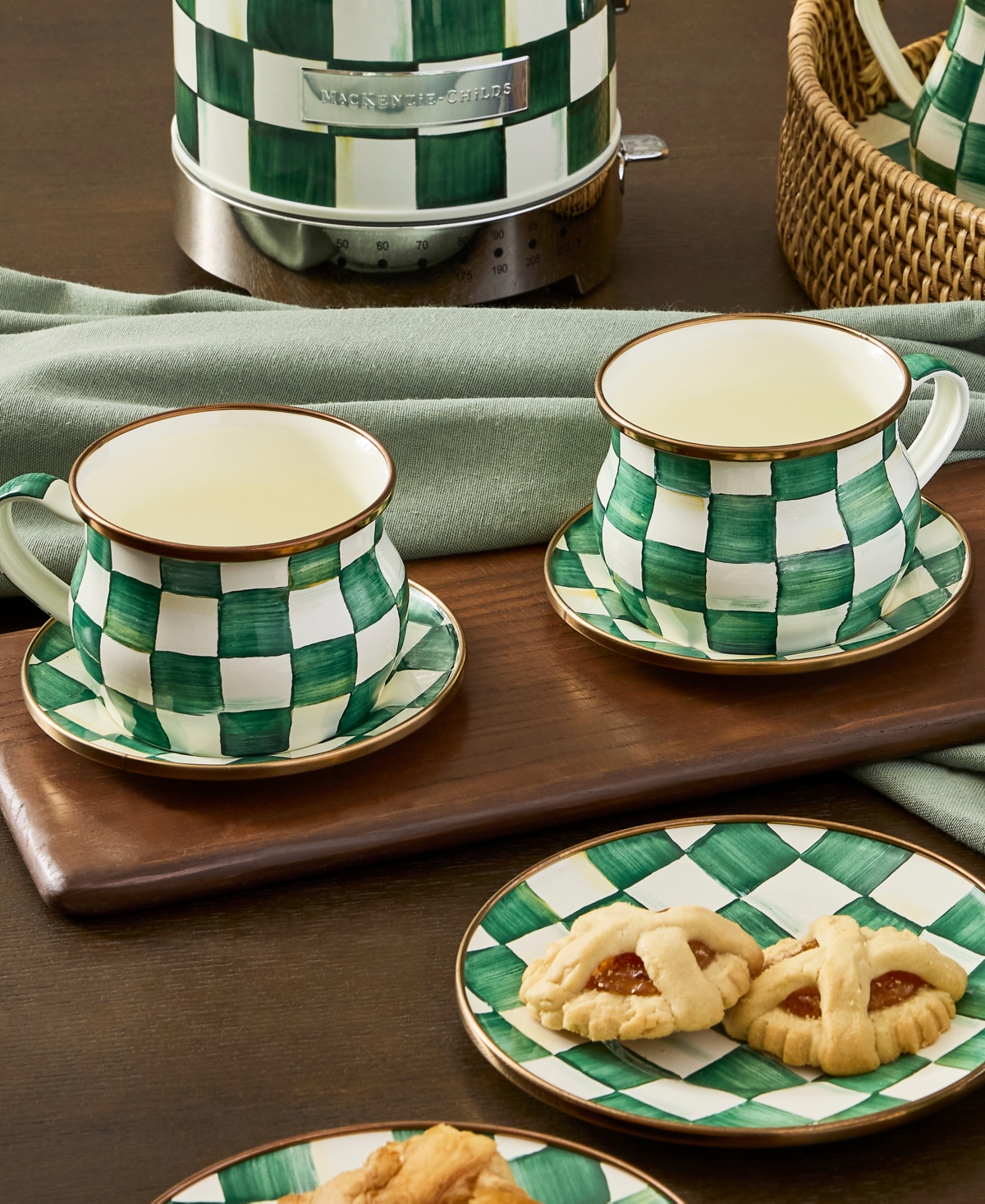 MacKenzie-Childs Emerald Check Espresso Cup & Saucer Set