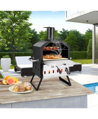 Outdoor Pizza Oven with Anti-scalding Handles and Foldable Legs