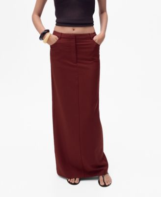MANGO - Women's Slit Detail Long Pencil Skirt