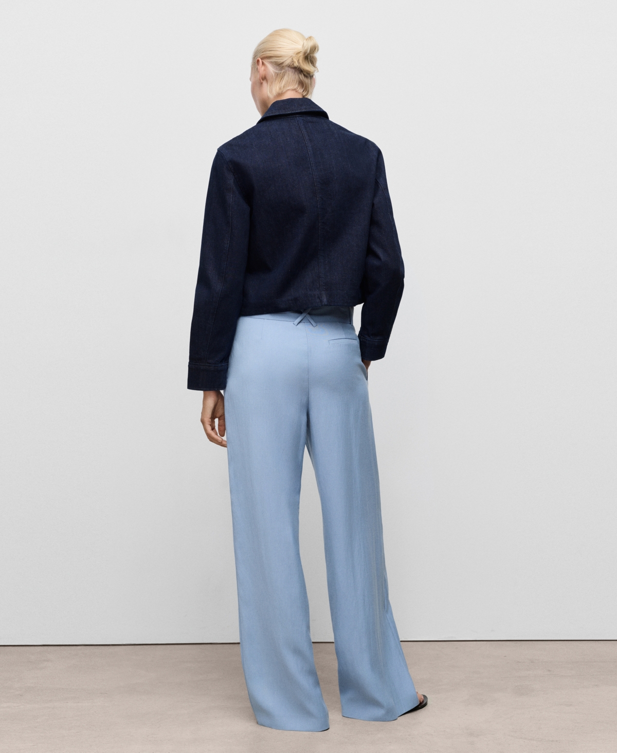Mango Pantalon Paperbag Ceinture Bleu Ciel - Femme - 40 -  In Blue