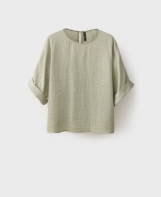 Women's Turn-Up Sleeves Oversized Blouse