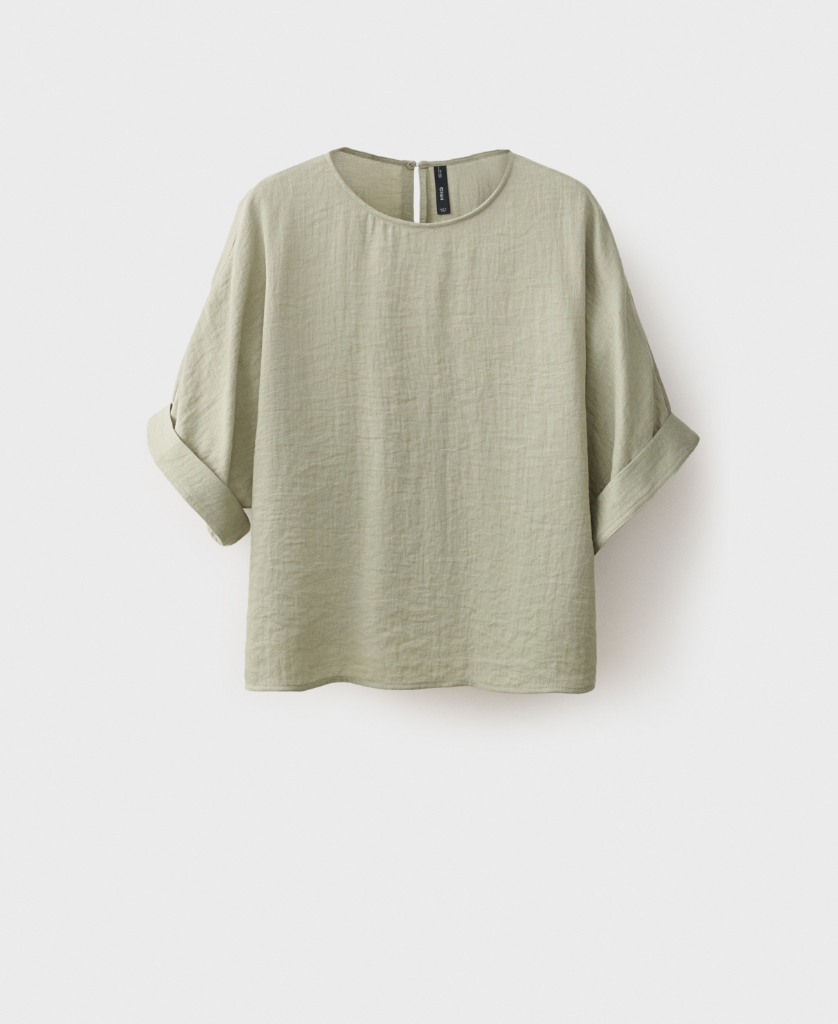 Mango Oversize Blouse With Rolled-up Sleeves In Green