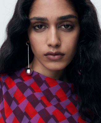 Women's Draped Collar Printed Blouse