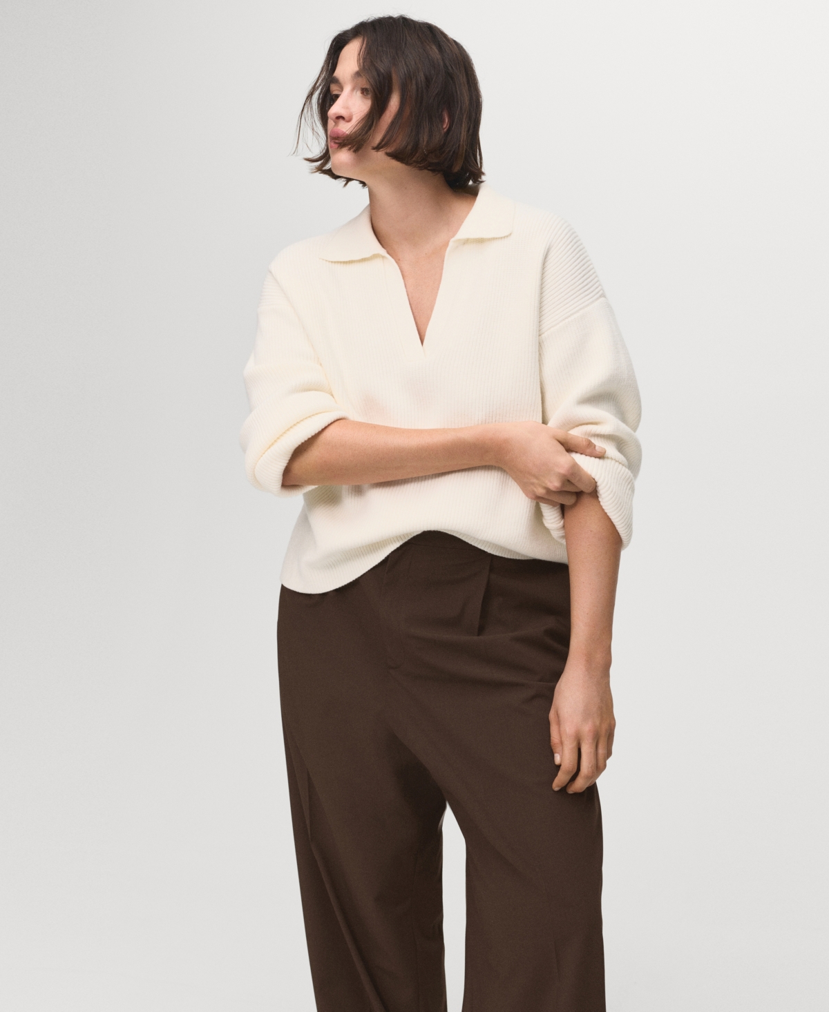 Mango Pleated Wide Leg Pants In Multi