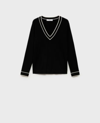 Women's Contrasting V-Neck Sweater