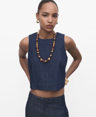 MANGO - Women's Denim Crop Top
