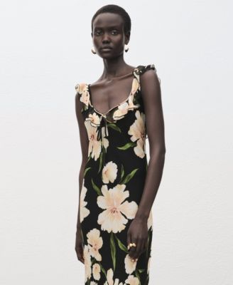 Women's Ruffle Detail Floral-Print Dress