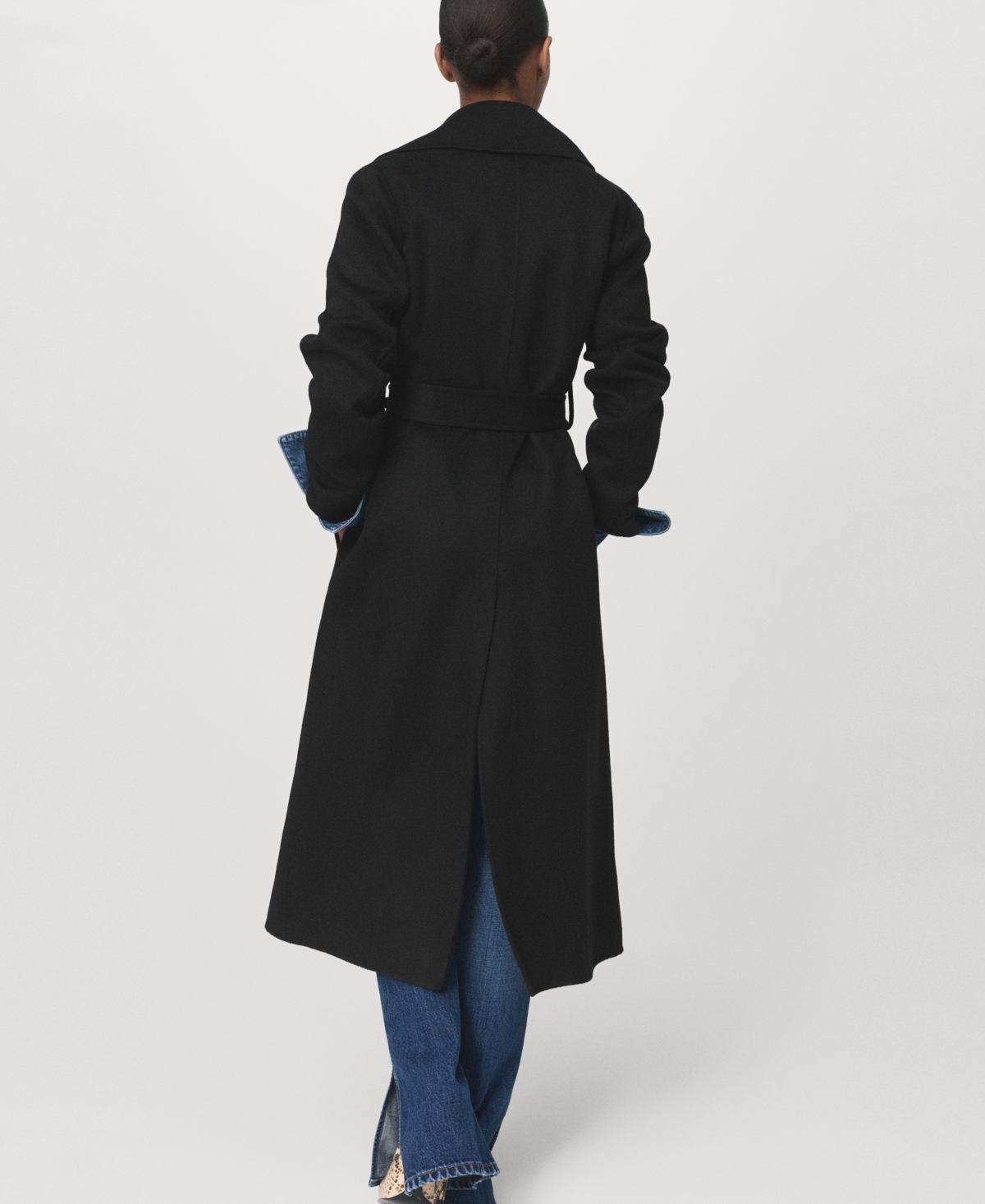 Mango Women's Handmade Belt Wool Coat In Black