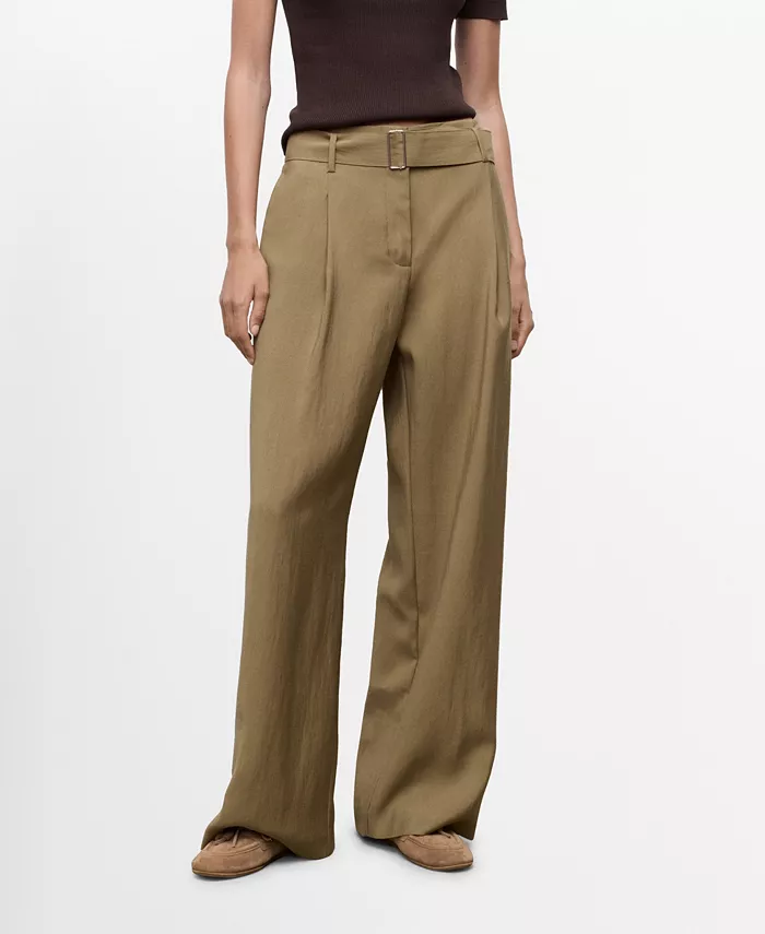 Women's Belted Paper Bag Pants - thumbnail 6