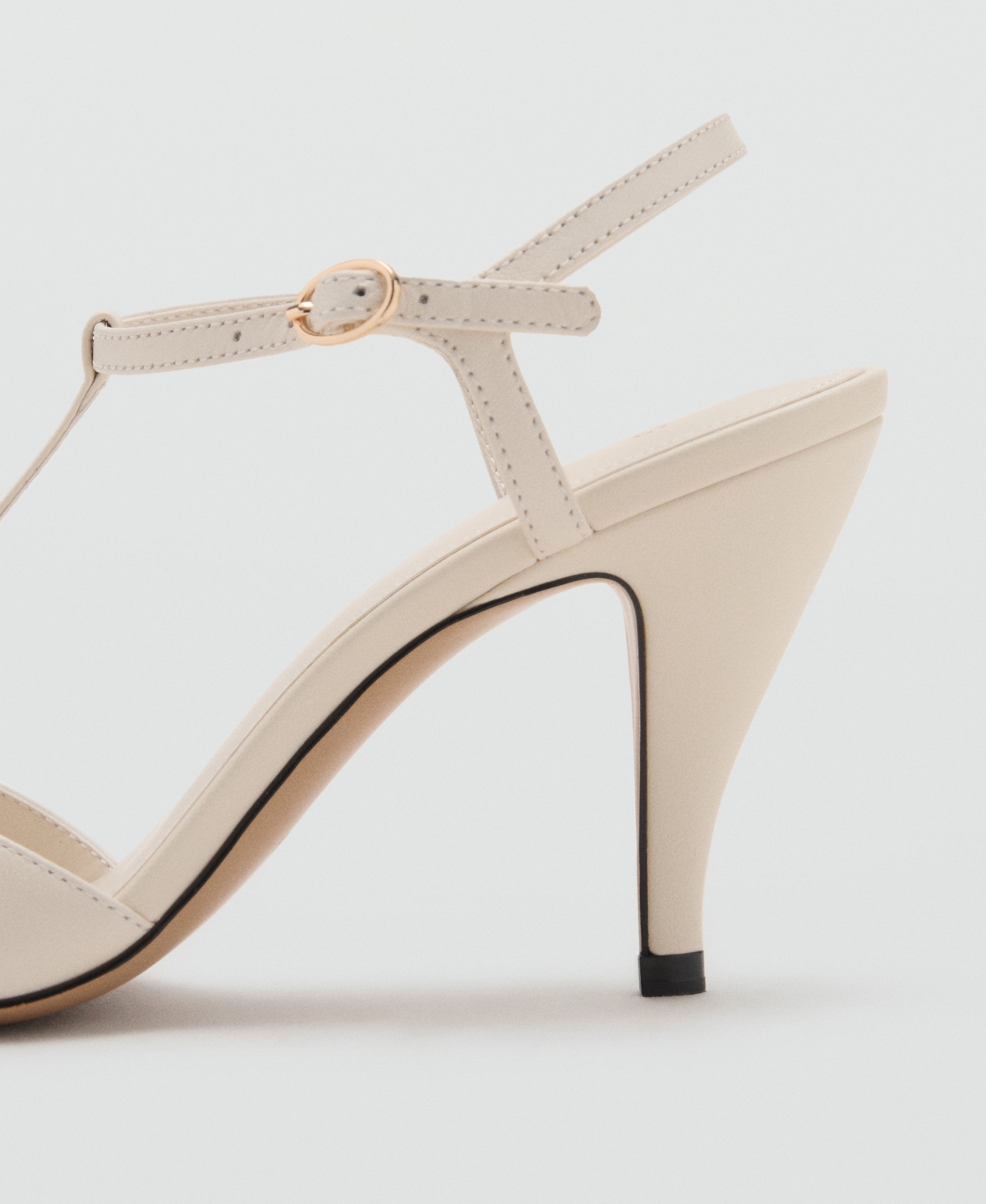 Mango Leather T-bar Heeled Sandals In Neutral