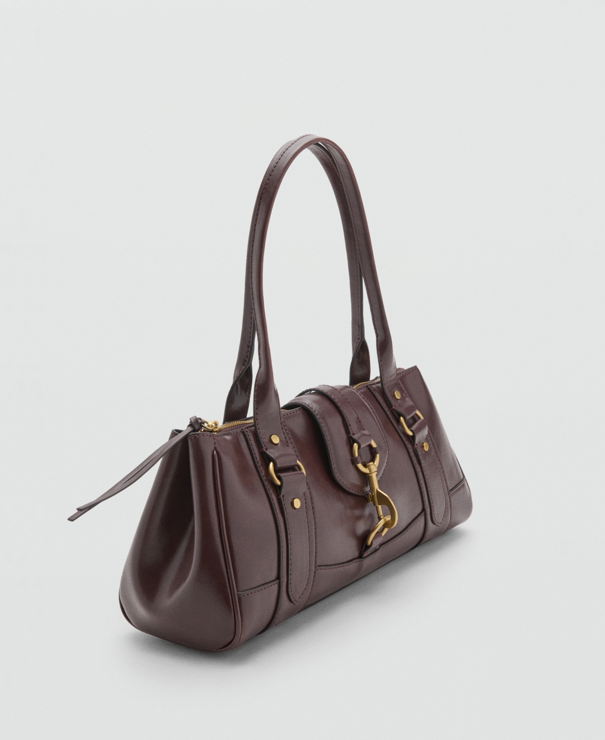 Mango Women's Snap Hook Medium Shoulder Bag In Burgundy