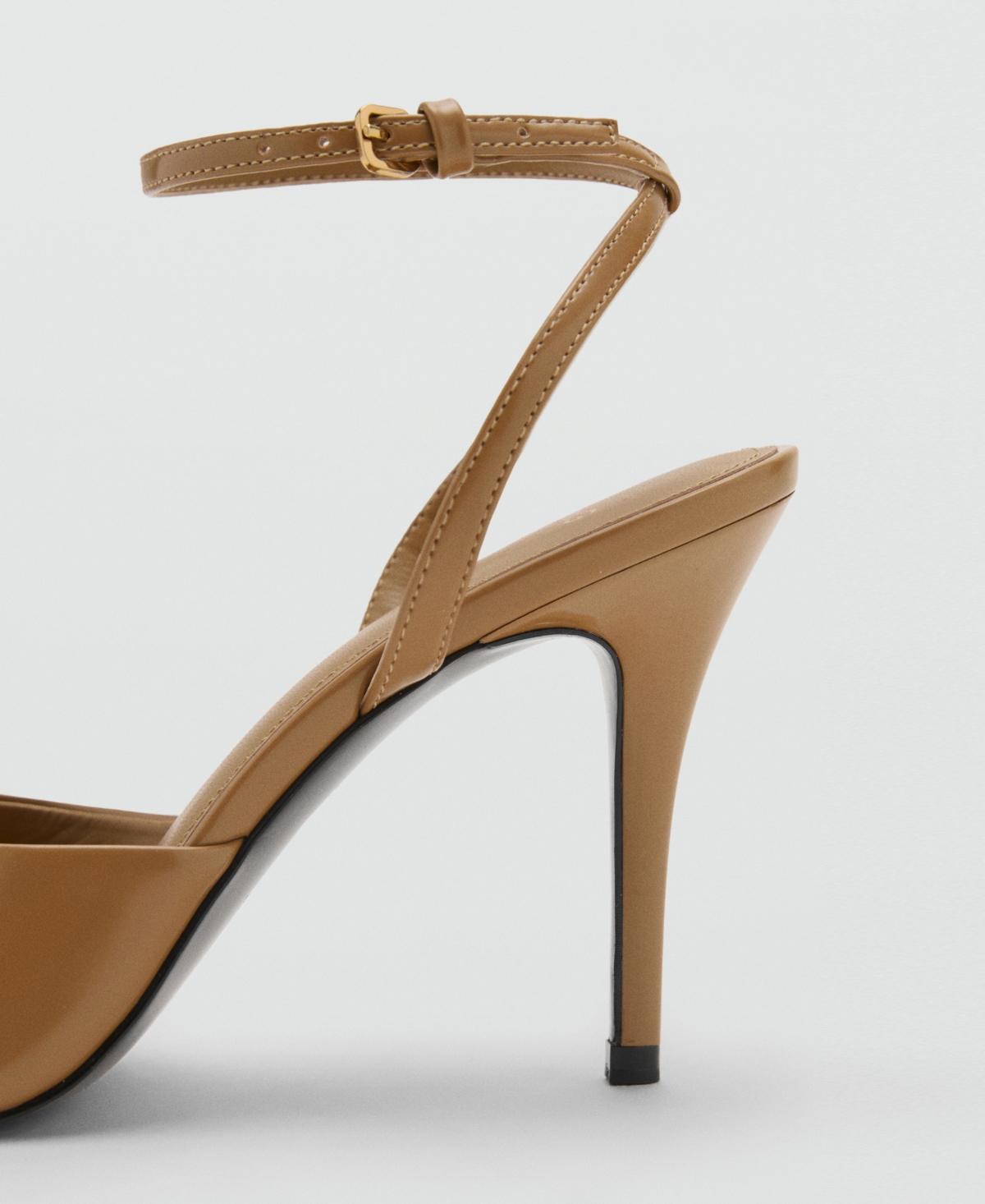 Mango Faux Leather Peep Toe Heeled Shoes In Brown