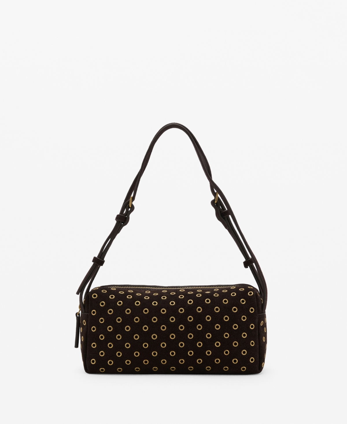 Mango Women's Eyelets Detail Suede Shopper Bag In Brown