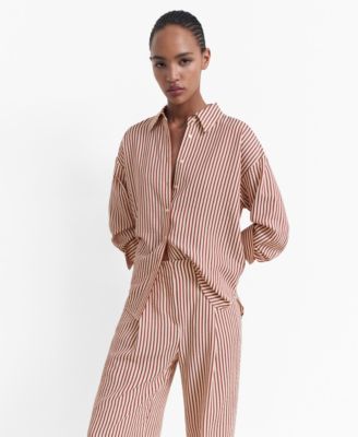 Women's Pleated Striped Pants