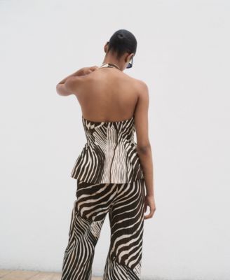 Women's Zebra-Print Linen Vest