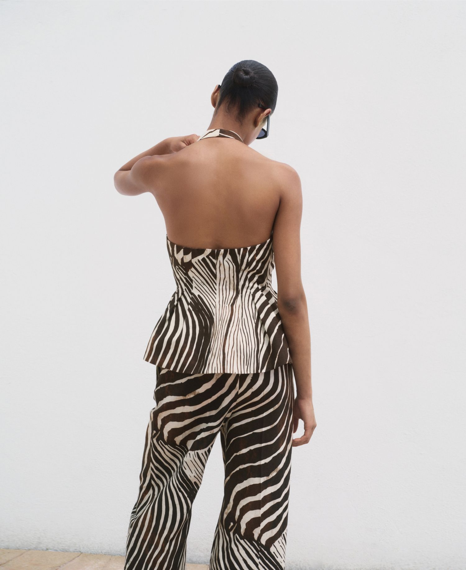 Women's Zebra-Print Linen Vest